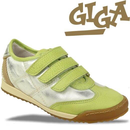 GiGa Shoes Leder Sneaker grün-silber Klett, Gr. 31