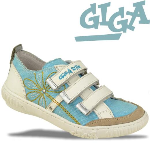 GiGa Shoes Glattleder Sneaker, Klettverschluss, weiß-blau, Gr. 31