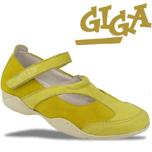 GiGa Shoes Leder Ballerina mit Klettverschluss, ocker, Gr. 31