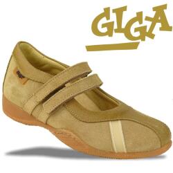 GiGa Shoes Leder Ballerina mit Klettverschluss, braun,...