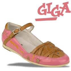 GiGa Shoes Leder Lack Ballerina, pink-braun, Gr. 31