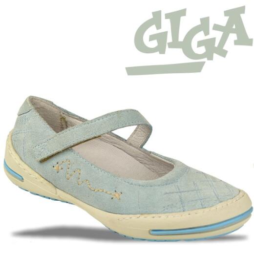 GiGa Shoes Leder Ballerina mit Klettverschluss, h.blau, Gr. 31