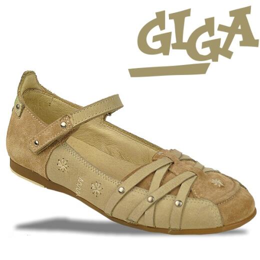 GiGa Shoes Leder Ballerina mit Klettverschluss, grau, Gr. 31