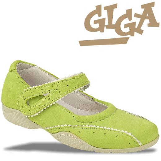 GiGa Shoes Leder Ballerina Klettverschluss, grün, Gr. 31