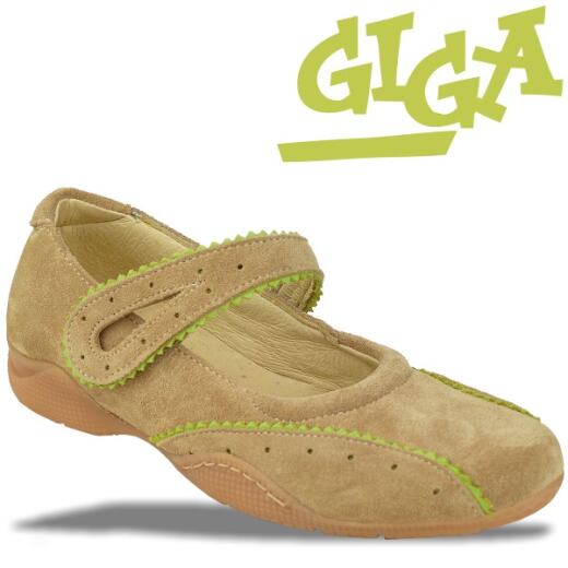 GiGa Shoes Leder Ballerina Klettverschluss, beige, Gr. 31 31
