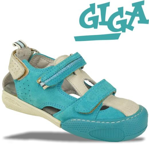GiGa Shoes offener Sneaker Klettverschluss, Leder, türkis, Gr. 31