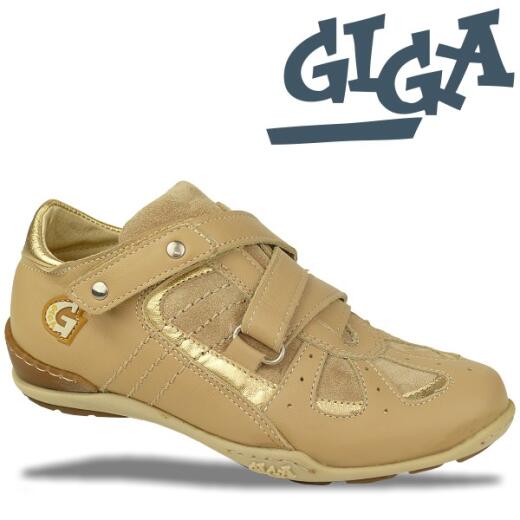 GiGa Shoes edele Leder Sneakers, beige, Klett, Gr. 31
