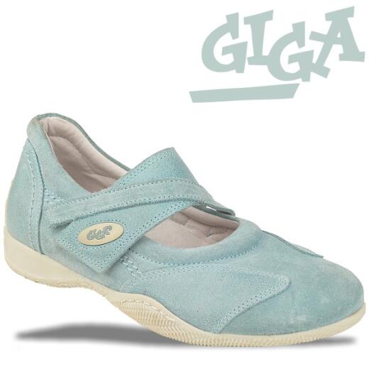 GiGa Shoes Leder Ballerina mit Klettverschluss, h.blau, Gr. 31