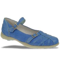 GiGa Shoes Leder Ballerina mit Schnalle, blau, Gr. 31