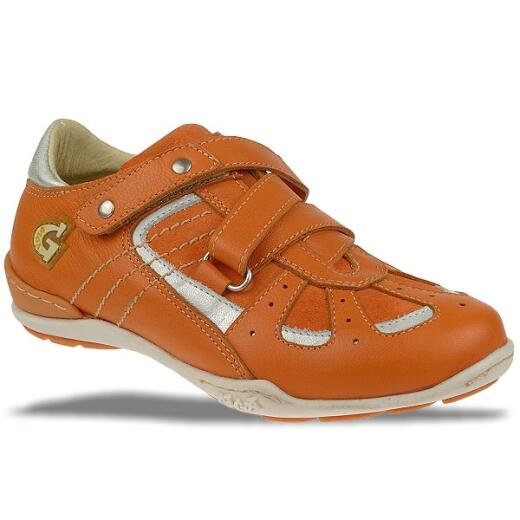 GiGa Shoes Leder Sneakers Halbschuhe, Orange, Klettverschluss, Gr. 31