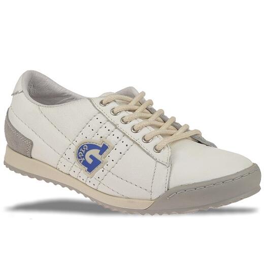 GiGa Shoes Leder Sneakers Halbschuhe, weiß, Schnürer, Gr. 31