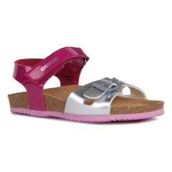 GEOX Mädchen Sandale J New Sandal ALOHA Lederfussbett Fuxia oder Pink Gr.24-35 fuxia EUR 24