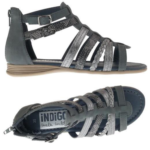 Indigo Kinder Mädchen Schuhe Sommer Sandale Reißverschluss 482-251 Dunkelblau 