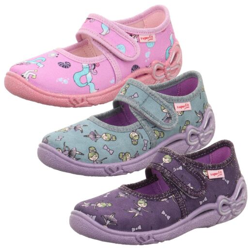 SUPERFIT Mädchen Hausschuh Ballerina BELINDA 1-800288- 3 Farben Klett Gr.23-35