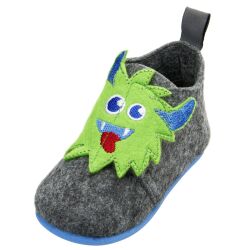 Playshoes Kinder Filz-Hausschuh Monster 201610 grau Gr.21-29