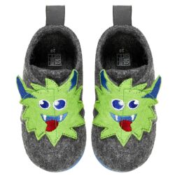Playshoes Kinder Filz-Hausschuh Monster 201610 grau Gr.21-29