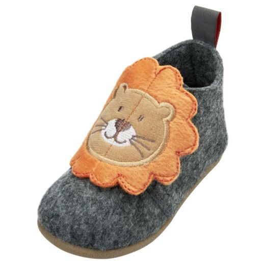 Playshoes Kinder Filz-Hausschuh Löwe 201611 grau Gr.22-29
