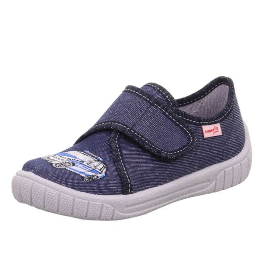 Jungen Hausschuh Denim Klettverschluss Polizeiauto Superfit Bill 1-800278-8080 blau Gr.23-35