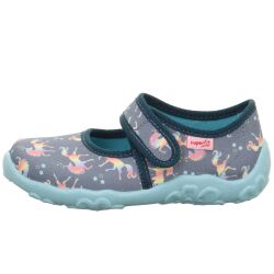 Superfit Mädchen Hausschuh Bonny 1-800283- Klett Regenbogen Einhorn Gr.23-38
